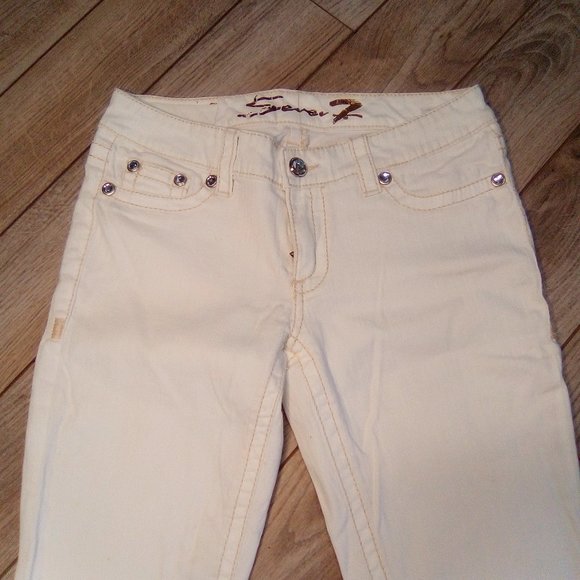 7 For All Mankind Pants - 7 for All Mankind White Capri Rhinestone Raw sz 29